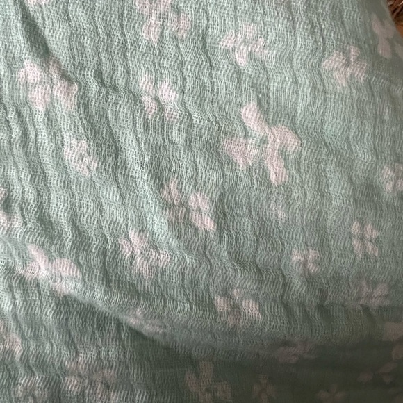 Aden + Anais Muslin Baby Blanket Light Mint Pale Green White Flower Butterfly - Picture 4 of 4